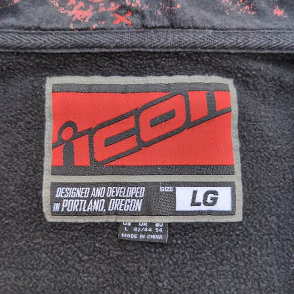 Icon Vortex Full Zip Hoodie Men's L Black Motorcycle Biker Skull and Crossbones - Picture 4 of 8